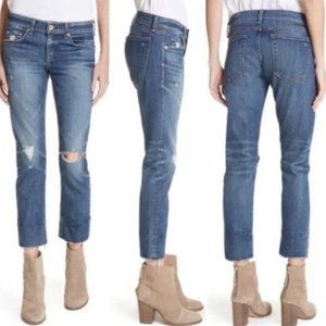 rag & bone Distressed Cropped Blue Jeans